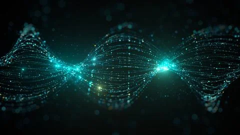 3d render abstract particle background. Lines made of a lot of particles with Stock Illustration