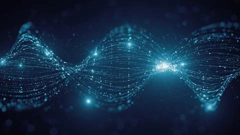 3d render abstract particle background. Lines made of a lot of particles with Stockillustratie