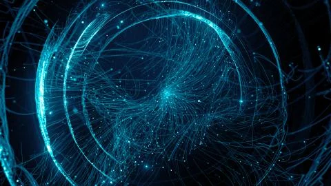 3d render abstract particle based technology background. Digital theme. Cyber Stock Illustration