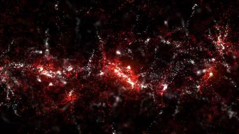 3d render abstract particles. Randomly sized particles with glow and focus bl Stock Illustration