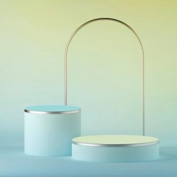 3d render, abstract pastel mint blue easter background, blank cylinder podium Illustrazione stock