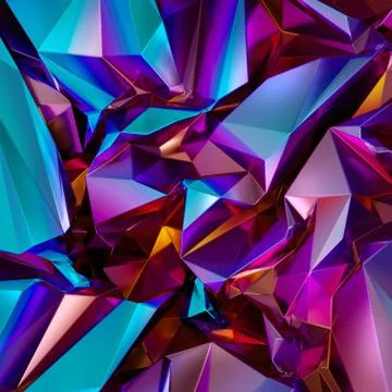 3d render, abstract pink blue polygonal faceted background, crystal structure 스톡 일러스트