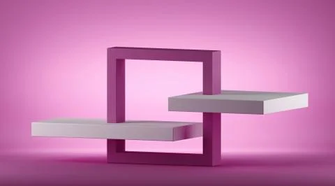 3d render abstract pink geometric background, modern minimal concept. Stock Illustration
