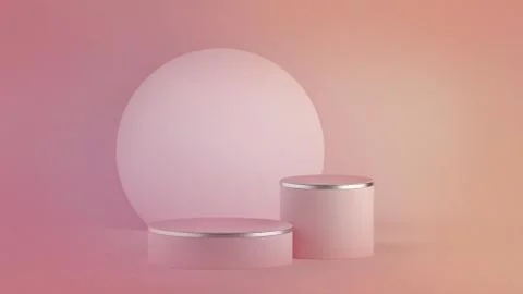 3d render, abstract pink modern minimal background. Cylinder podium Stock Illustration