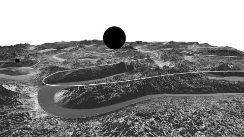 3d render of abstract planet surface. Very detailed sci fi or science fiction Illustrazione stock