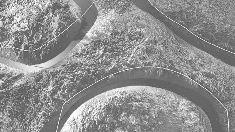 3d render of abstract planet surface. Very detailed sci fi or science fiction Stock Illustration