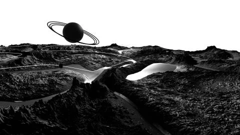 3d render of abstract planet surface. Very detailed sci fi or science fiction 스톡 일러스트