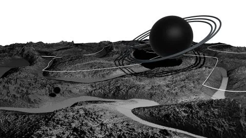 3d render of abstract planet surface. Very detailed sci fi or science fiction Stock Illustration