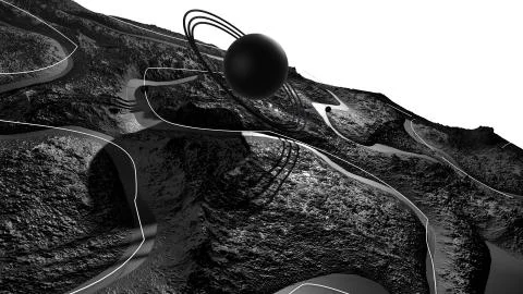 3d render of abstract planet surface. Very detailed sci fi or science fiction Stock Illustration