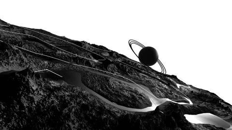 3d render of abstract planet surface. Very detailed sci fi or science fiction Stock Illustration