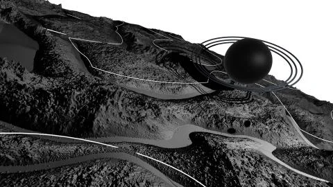 3d render of abstract planet surface. Very detailed sci fi or science fiction Stock Illustration