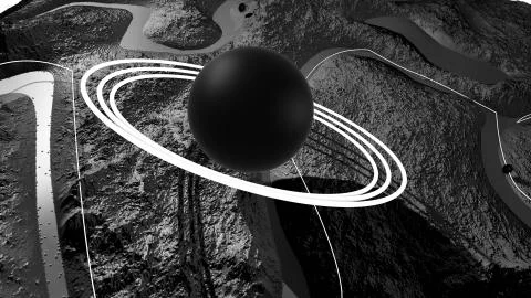 3d render of abstract planet surface. Very detailed sci fi or science fiction Stock Illustration