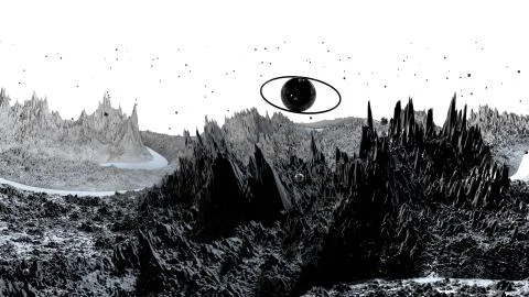 3d render of abstract planet surface. Very detailed sci fi or science fiction Illustrazione stock