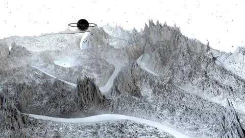 3d render of abstract planet surface. Very detailed sci fi or science fiction Stock Illustration