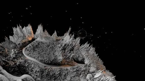 3d render of abstract planet surface. Very detailed sci fi or science fiction Illustrazione stock