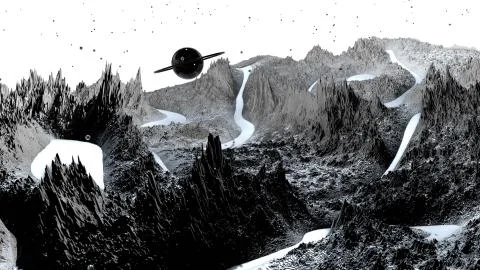 3d render of abstract planet surface. Very detailed sci fi or science fiction Illustrazione stock