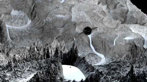 3d render of abstract planet surface. Very detailed sci fi or science fiction Stock Illustration