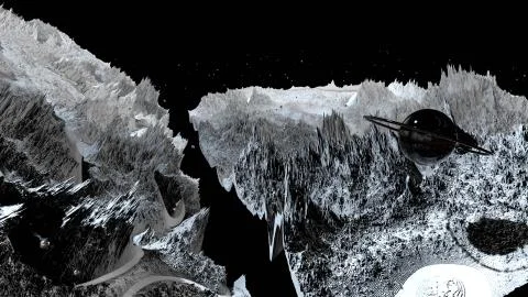 3d render of abstract planet surface. Very detailed sci fi or science fiction Stock Illustration