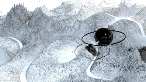 3d render of abstract planet surface. Very detailed sci fi or science fiction Stock Illustration