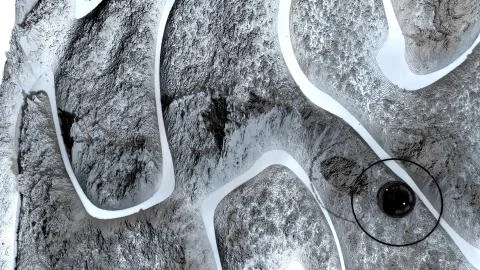 3d render of abstract planet surface. Very detailed sci fi or science fiction Stock Illustration