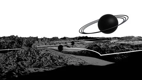 3d render of abstract planet surface. Very detailed sci fi or science fiction Illustrazione stock
