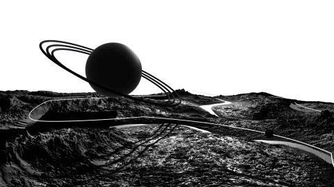 3d render of abstract planet surface. Very detailed sci fi or science fiction Illustrazione stock