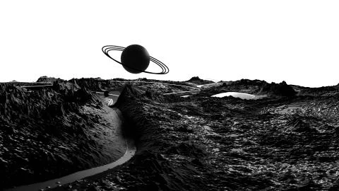 3d render of abstract planet surface. Very detailed sci fi or science fiction Stock Illustration