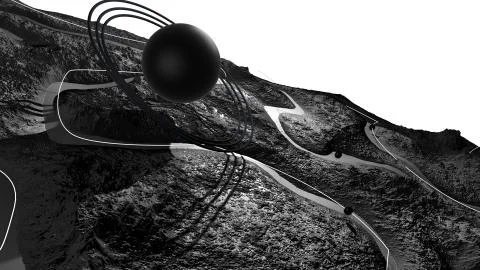 3d render of abstract planet surface. Very detailed sci fi or science fiction 스톡 일러스트