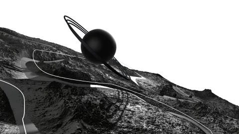 3d render of abstract planet surface. Very detailed sci fi or science fiction Stock Illustration