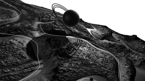 3d render of abstract planet surface. Very detailed sci fi or science fiction Stock Illustration