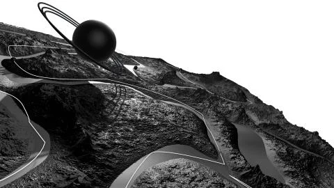 3d render of abstract planet surface. Very detailed sci fi or science fiction Stock Illustration