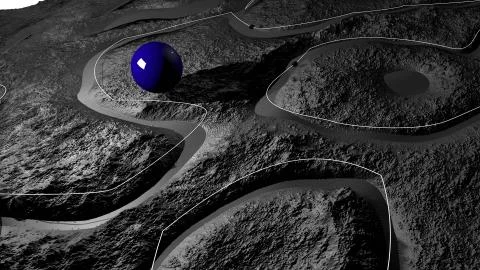 3d render of abstract planet surface. Very detailed sci fi or science fiction Stock Illustration