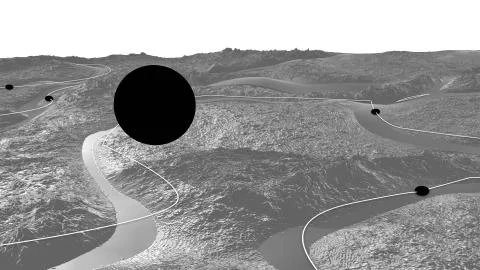 3d render of abstract planet surface. Very detailed sci fi or science fiction Stock Illustration