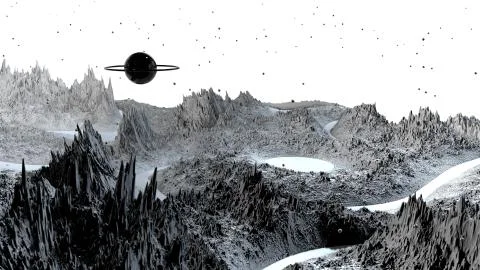 3d render of abstract planet surface. Very detailed sci fi or science fiction Stock Illustration