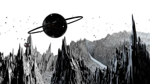 3d render of abstract planet surface. Very detailed sci fi or science fiction Stock Illustration