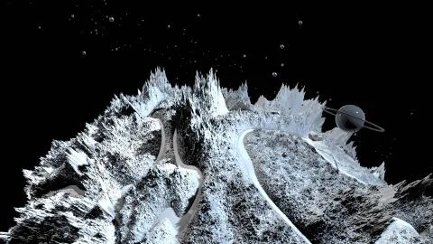 3d render of abstract planet surface. Very detailed sci fi or science fiction Stock Illustration