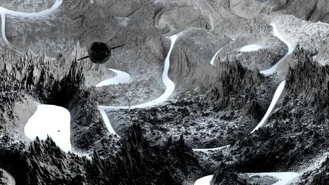 3d render of abstract planet surface. Very detailed sci fi or science fiction Stock Illustration
