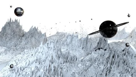 3d render of abstract planet surface. Very detailed sci fi or science fiction Stock Illustration