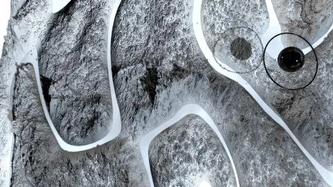 3d render of abstract planet surface. Very detailed sci fi or science fiction Illustrazione stock