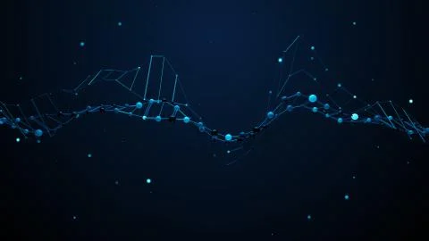 3d render abstract polygonal geometry. Complex wireframe structure with refle Stock Illustration