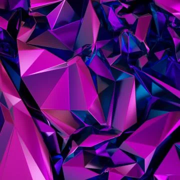 3d render, abstract purple crystal background, polygonal faceted structure 库存插图