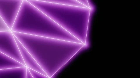 3d render of abstract purple neon geometric shape slowly rotating on black Stock Footage 337669767