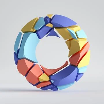 3d render, abstract random mosaic pieces, broken torus, cracked round surface Stock Illustration