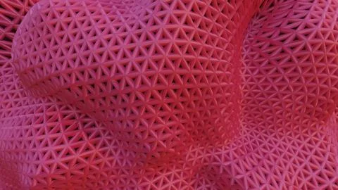 3D render, Abstract red color matter geometric pattern background Stock Illustration