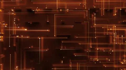 3d render abstract reflective background with particles that goes to center f Stock Illustration