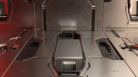 3d render abstract reflective sci-fi pannels. Technology detailed background. Stock Illustration