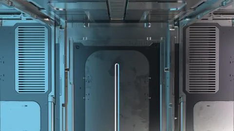 3d render abstract reflective sci-fi pannels. Technology detailed background. Stock Illustration