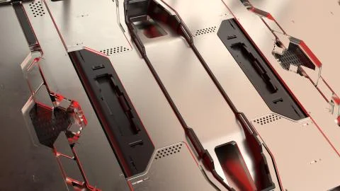 3d render abstract reflective sci-fi pannels. Technology detailed background. Stock Illustration