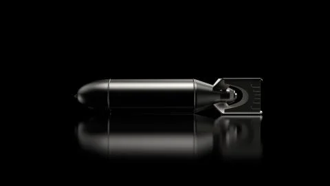 3d render abstract rocket or missile on reflection floor. Military theme. Sid Stock Illustration