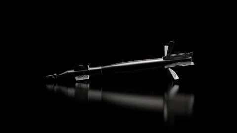 3d render abstract rocket or missile on reflection floor. Military theme. Sid Stock Illustration